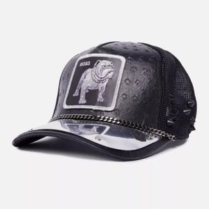 GOORIN BROS. // ltd ed legendary tough boss bulldog faux leather chain metal hat